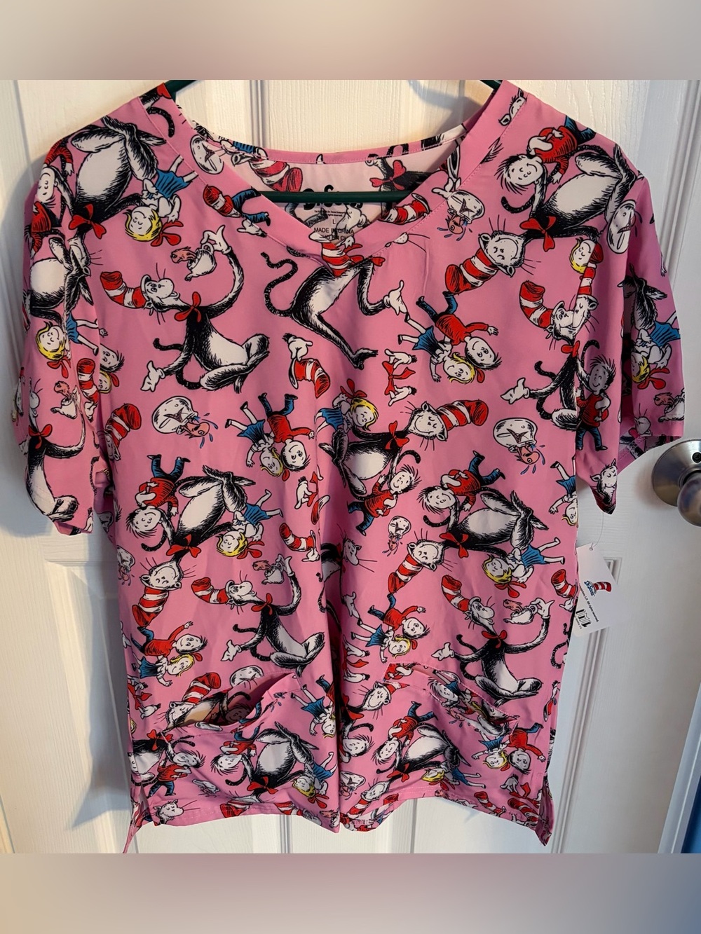 Scrub Top Dr. Seuss Cat in the Hat, Women’s medium or Large Available NWT